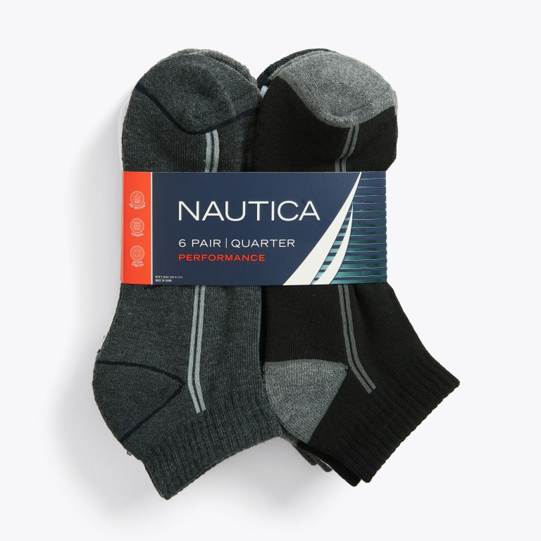 Nautica Atléticos Logo Quarter , 6-pack Negras | T4bUEENA