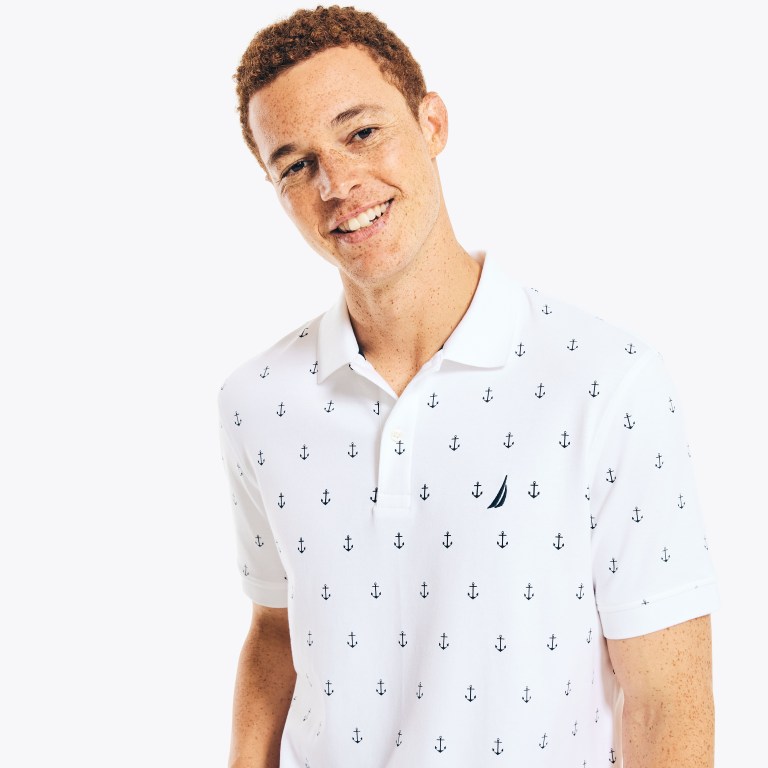 Nautica Classic Fit Anchor Print Blancas | 0o7N7BQQ