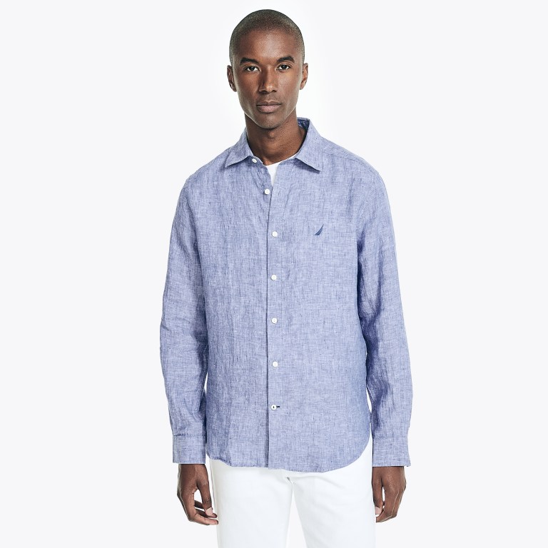 Nautica Classic Fit Linen Azules | 6gzNj9wA