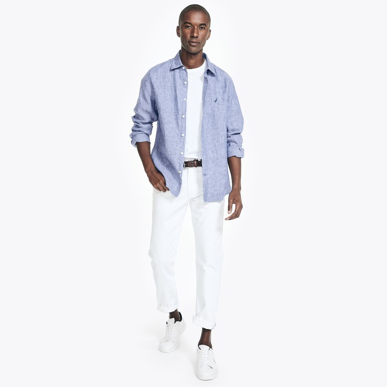 Nautica Classic Fit Linen Azules | 6gzNj9wA