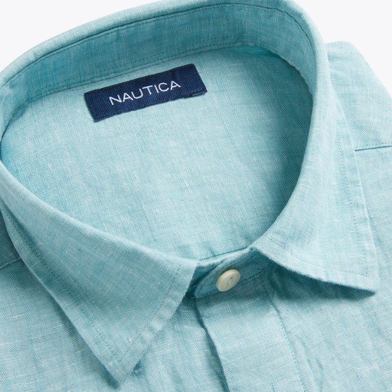 Nautica Classic Fit Linen Azules | HFDR7RzY