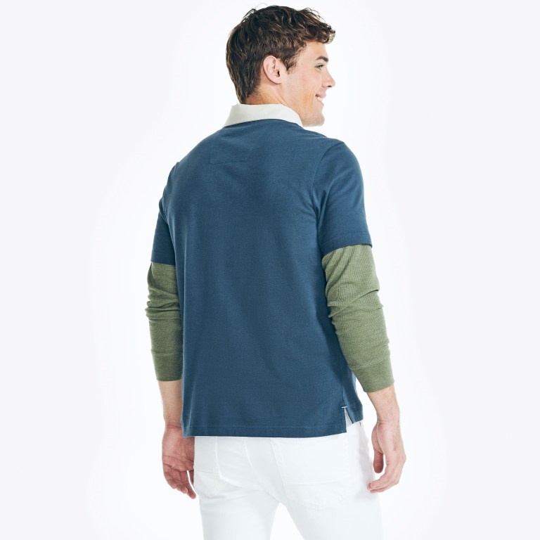 Nautica Classic Fit Rugby Chest-stripe Azules | 961qJVPW