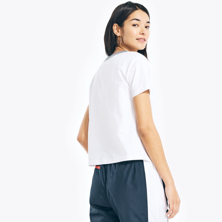 Nautica Cropped Logo Estampadas Blancas | ofV81gpw