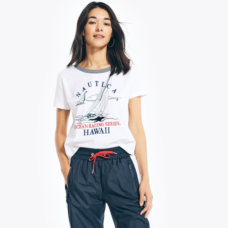 Nautica Cropped Logo Estampadas Blancas | ofV81gpw