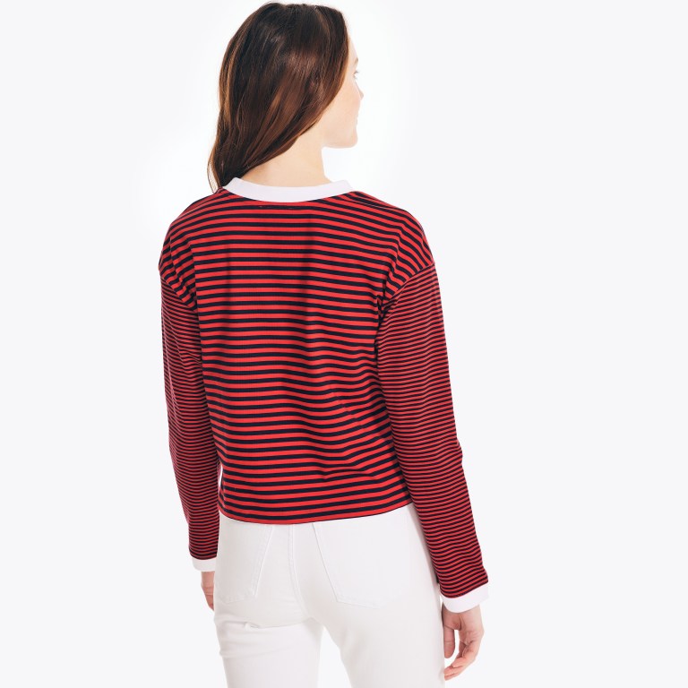 Nautica Cropped Striped Long-sleeve Rojas | 4HZt7NHX