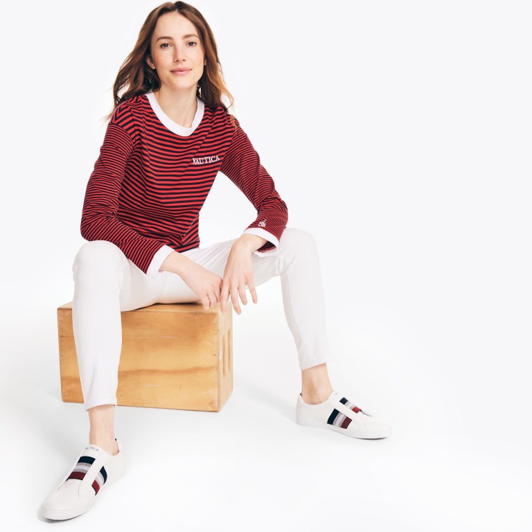 Nautica Cropped Striped Long-sleeve Rojas | 4HZt7NHX