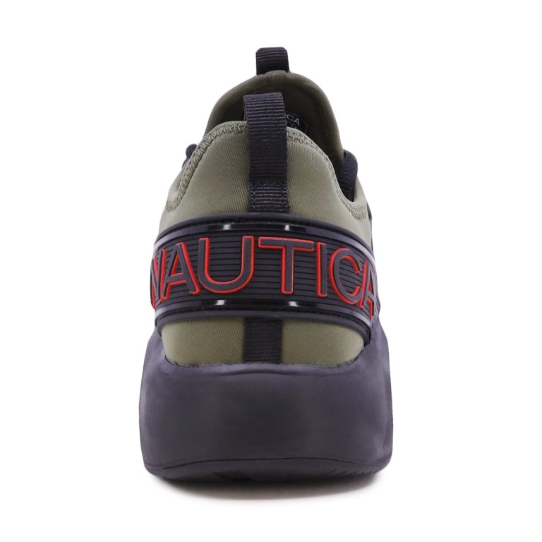 Nautica Embossed Striped Logo Mesh Verde Oliva | YKwqbqlv