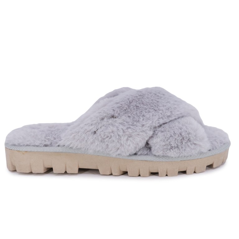 Nautica Faux-fur Crisscross Gris | U109imIn