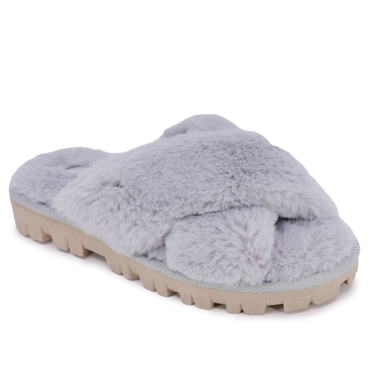 Nautica Faux-fur Crisscross Gris | U109imIn