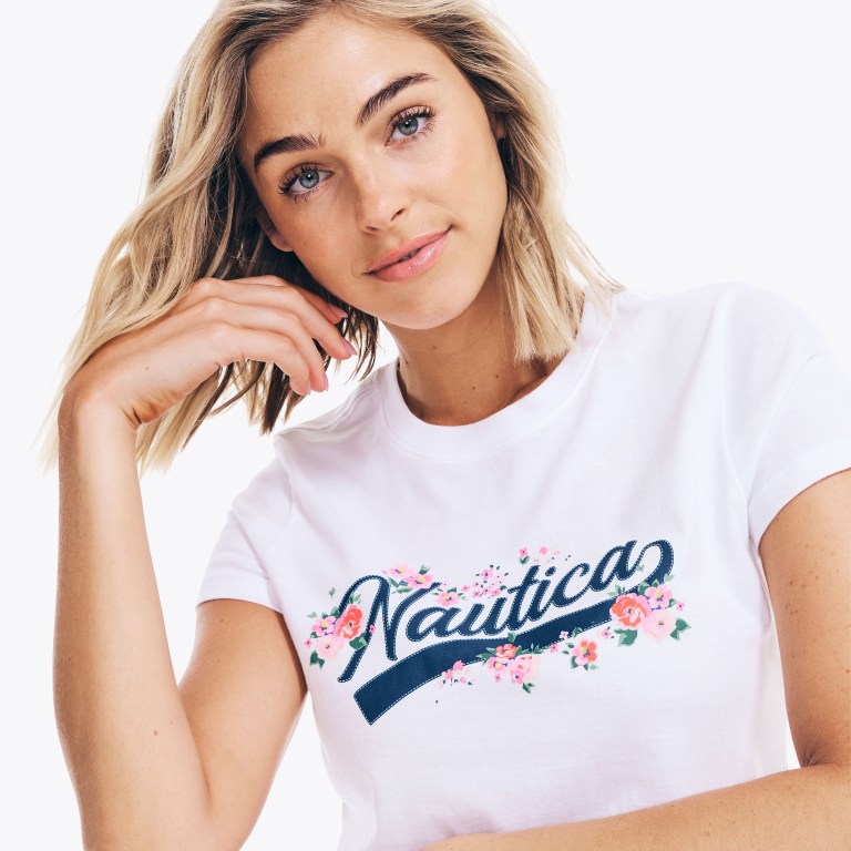 Nautica Floral Logo Estampadas Blancas | BoZP0Ocm