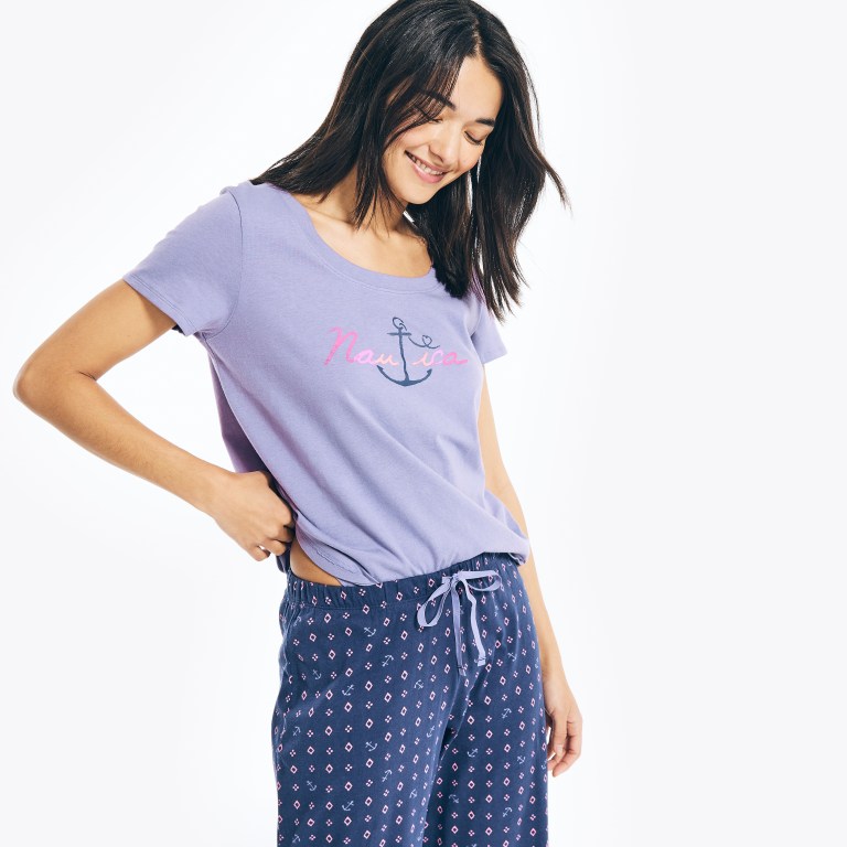 Nautica Floral Print Pajama Set Indigo Azules | sGIUEiWn