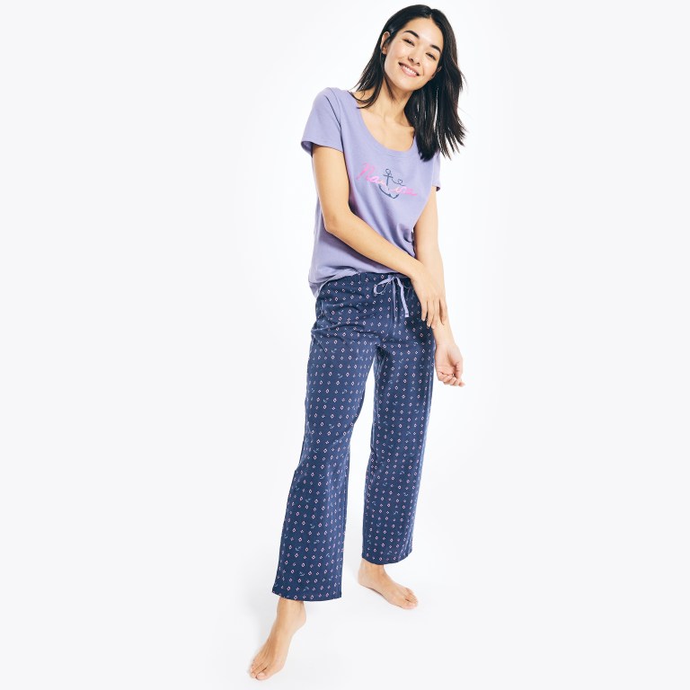 Nautica Floral Print Pajama Set Indigo Azules | sGIUEiWn