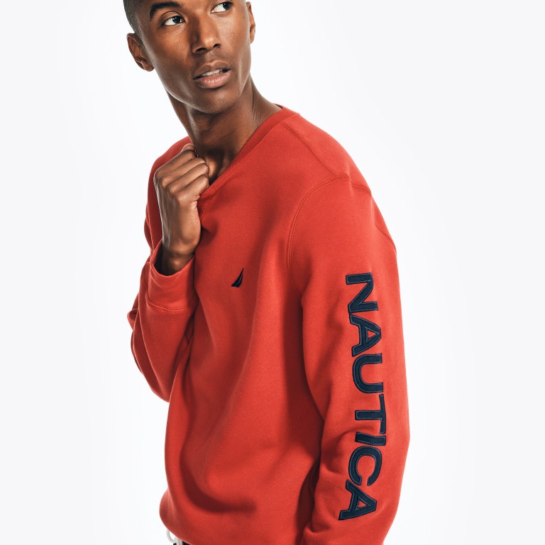 Nautica Logo Crewneck Rojas | 78kDaL37