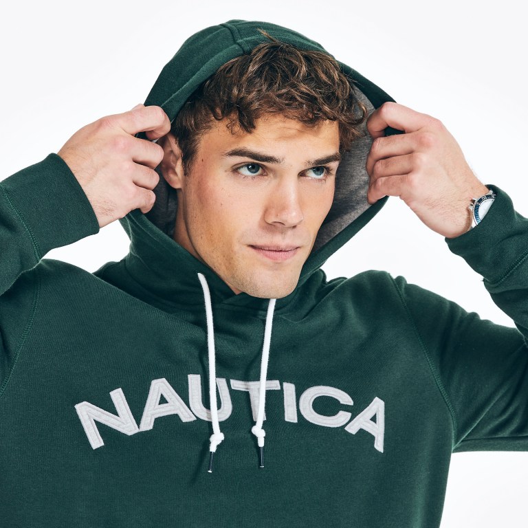 Nautica Logo Pullover Hoodie Azules | HJ8I4UM4