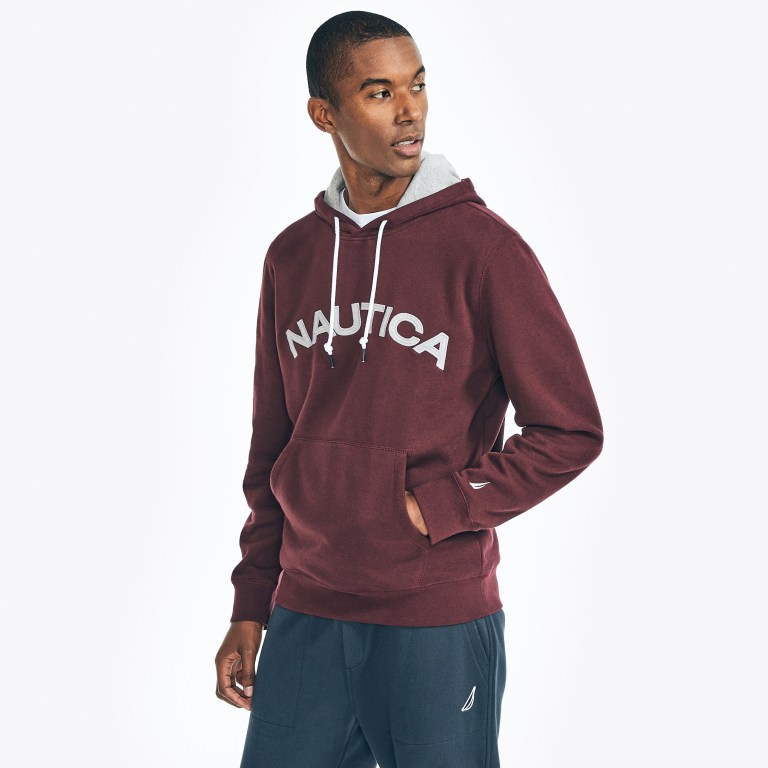 Nautica Logo Pullover Hoodie Rojas | oyEjc8x1