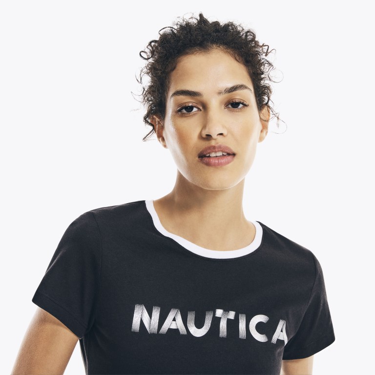 Nautica Metallic Foil Logo Estampadas Negras | 9jkBXEWC