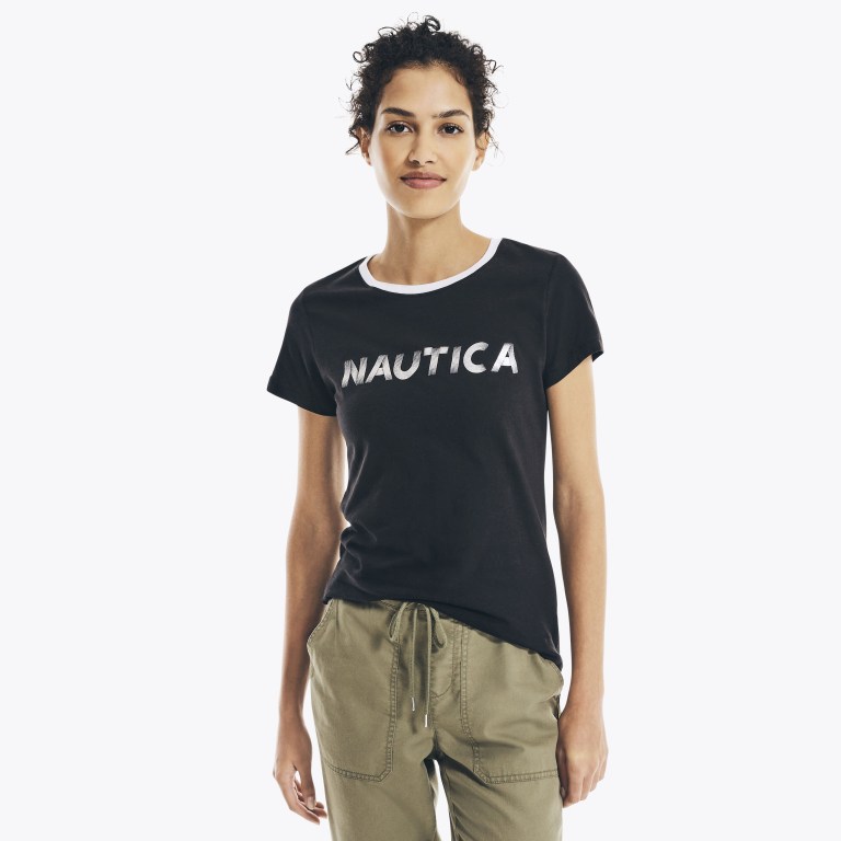 Nautica Metallic Foil Logo Estampadas Negras | 9jkBXEWC