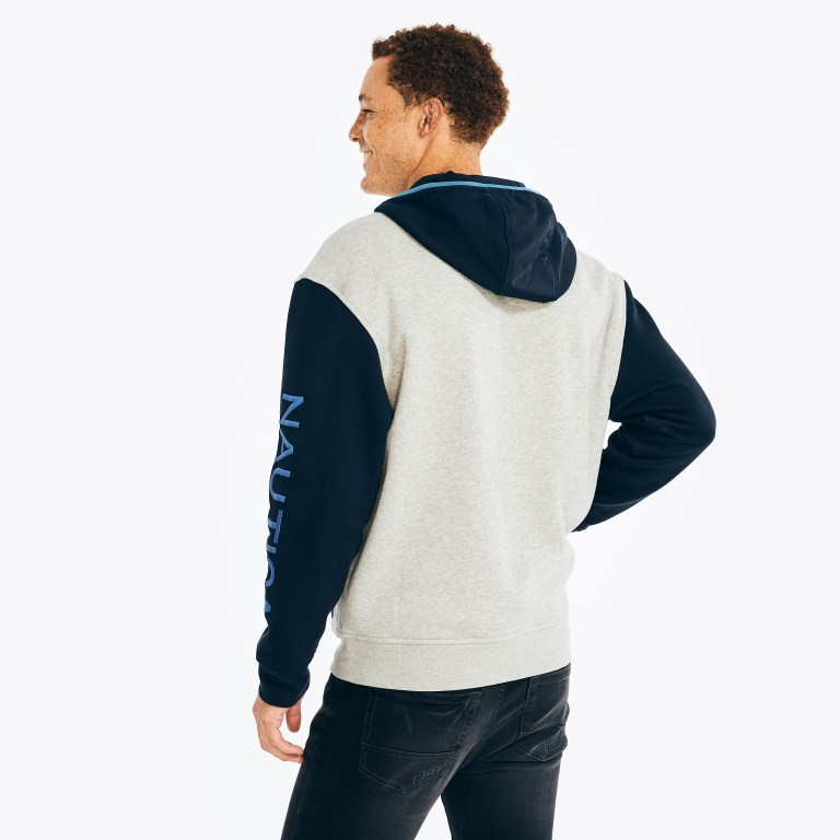 Nautica Mixed Media Full-zip Hoodie Gris | CUU2l3UJ