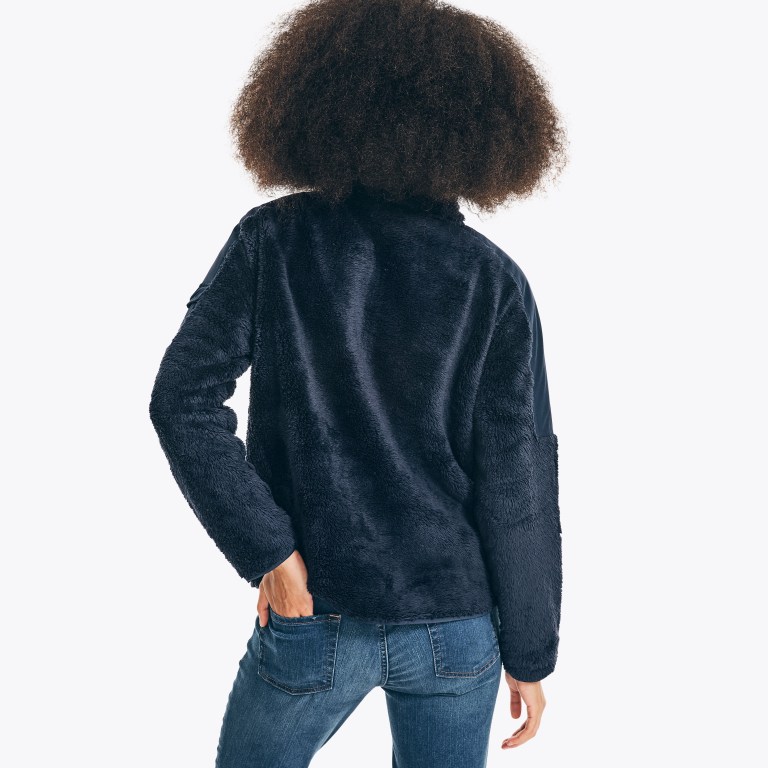 Nautica Mixed Media Quarter-zip Sherpa Fleece Azules | TMIqSQgp