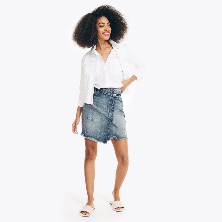 Nautica Nautica Co. Asymmetrical Denim Skirt Azules | 83Bt91Mk