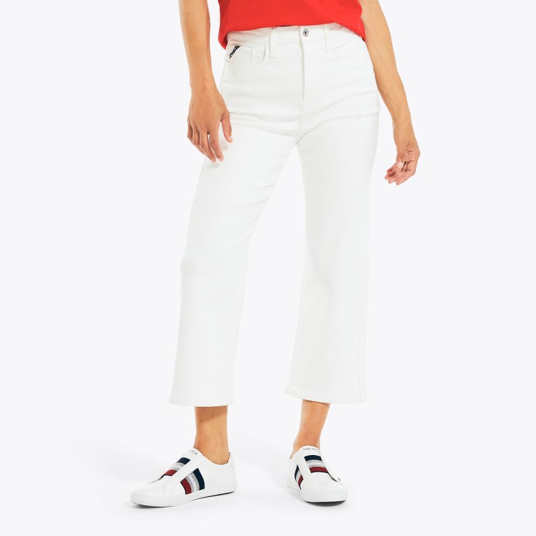 Nautica Nautica Co. High-rise Anchos Leg Crop Denim Blancas | VH84yETG