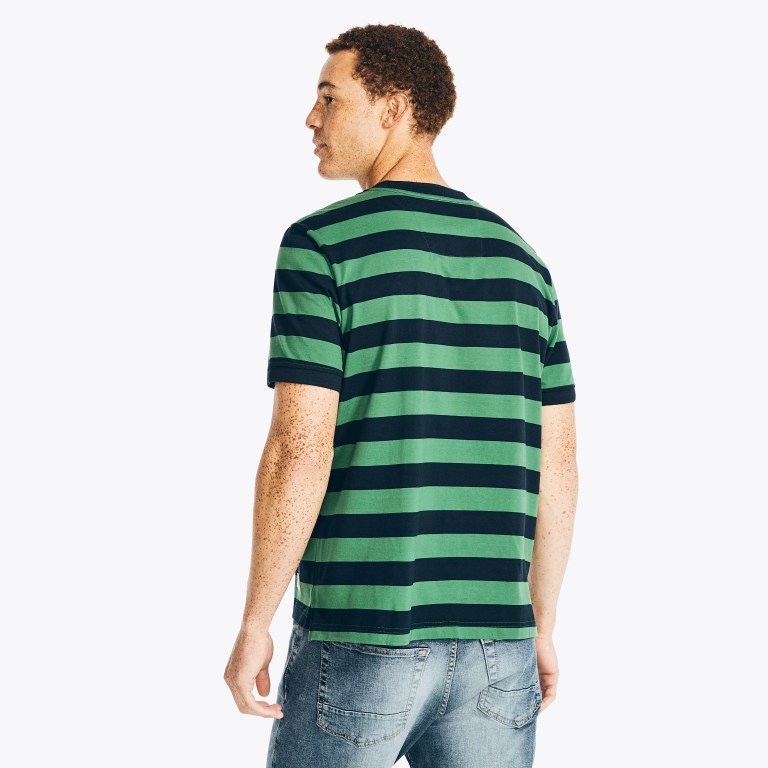 Nautica Nautica Co. Striped -sleeve Henley Verde | qQufuhki