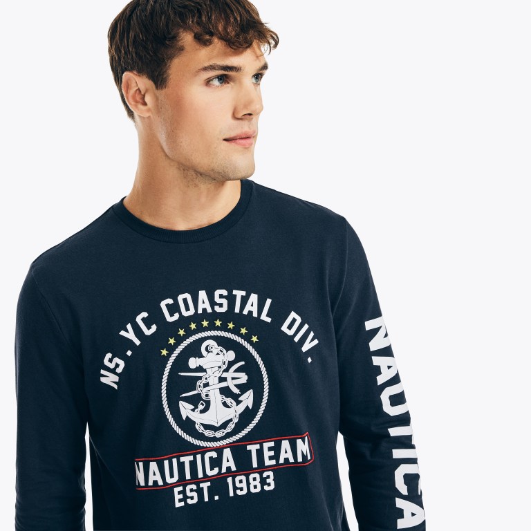 Nautica Nautica Co. Sustainably Crafted Estampadas Long-sleeve Azul Marino | hN7kO1iR