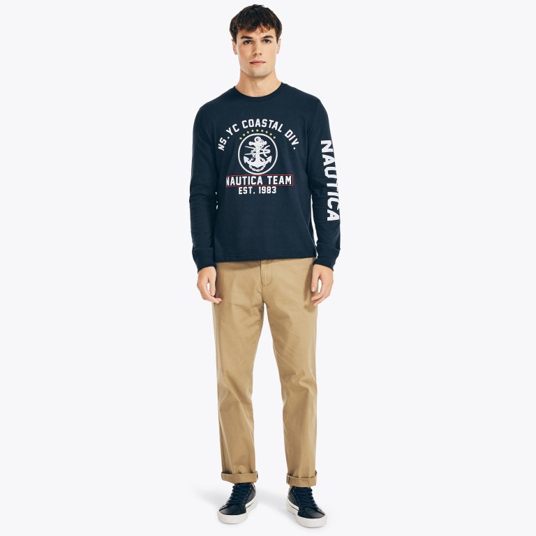 Nautica Nautica Co. Sustainably Crafted Estampadas Long-sleeve Azul Marino | hN7kO1iR