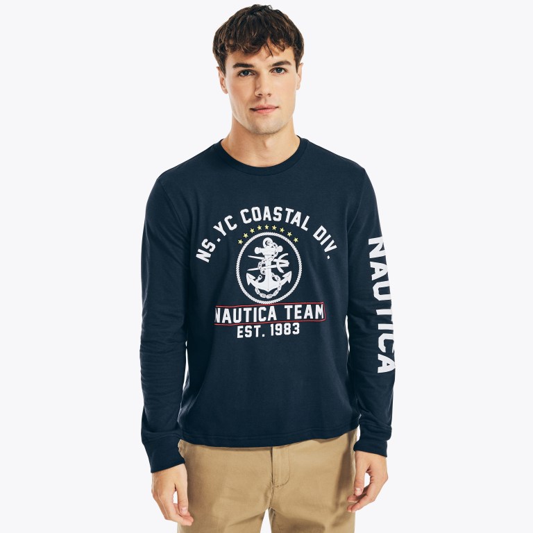 Nautica Nautica Co. Sustainably Crafted Estampadas Long-sleeve Azul Marino | hN7kO1iR