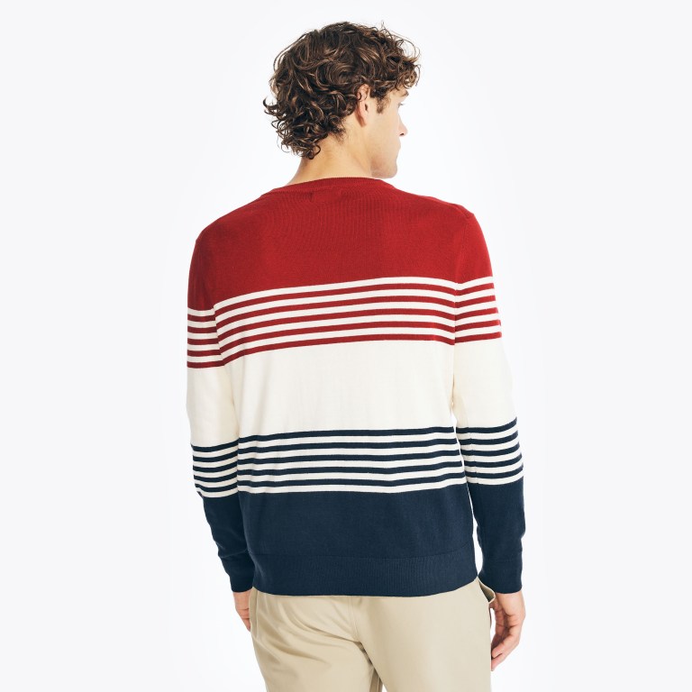 Nautica Navtech Striped Crewneck Azul Marino | vOuOtjxa