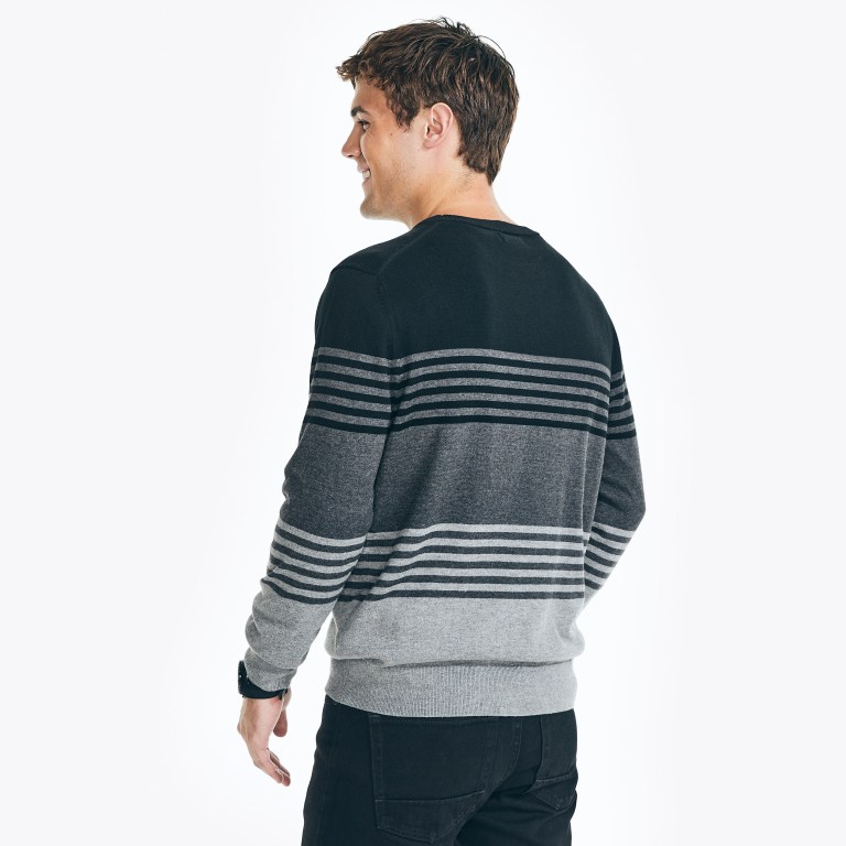 Nautica Navtech Striped Crewneck Gris | OO1hreC0