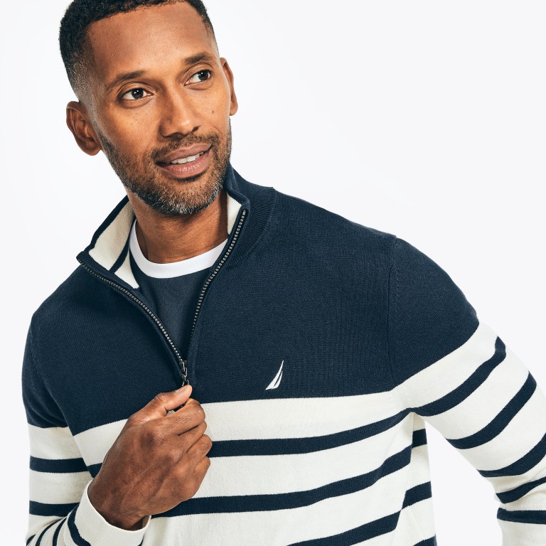 Nautica Navtech Striped Quarter-zip Azul Marino | NplFhm6F