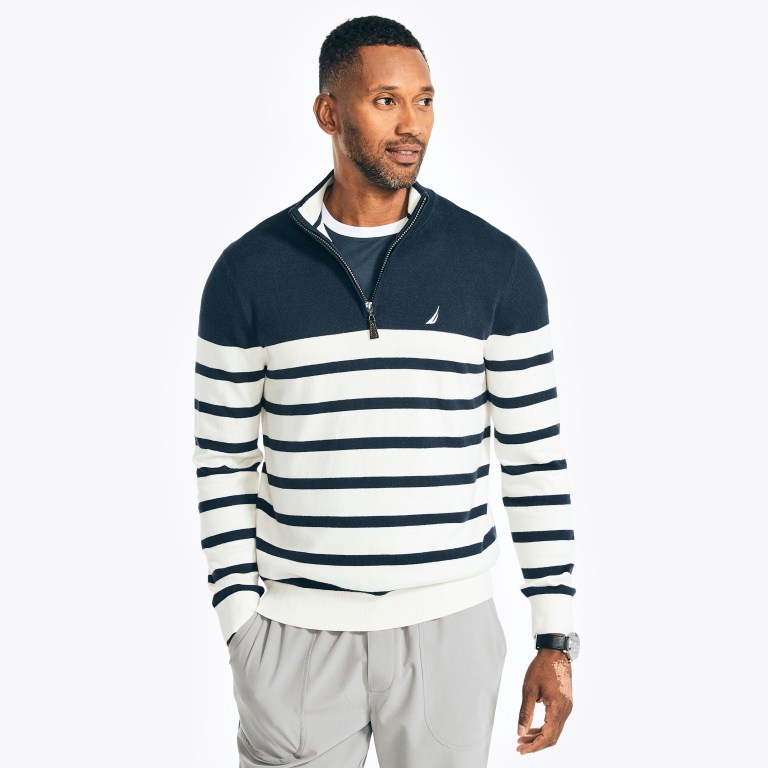 Nautica Navtech Striped Quarter-zip Azul Marino | NplFhm6F