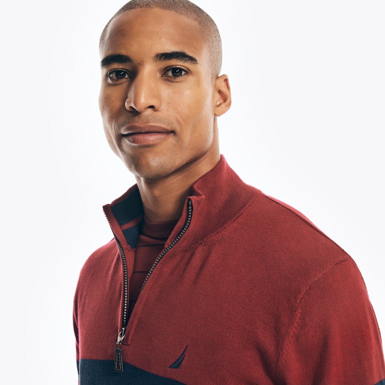 Nautica Navtech Striped Quarter-zip Rojas | NXLFHw8p