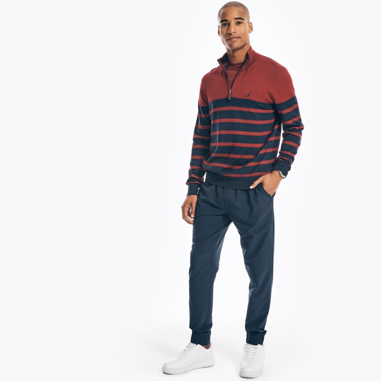 Nautica Navtech Striped Quarter-zip Rojas | NXLFHw8p