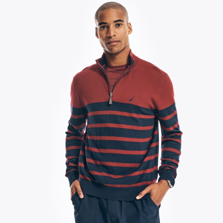 Nautica Navtech Striped Quarter-zip Rojas | NXLFHw8p