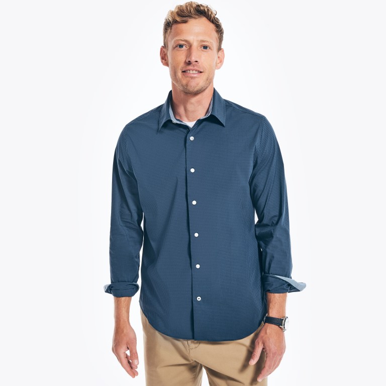 Nautica Navtech Trim Fit Plaid Azul Marino | X7JoWzfN