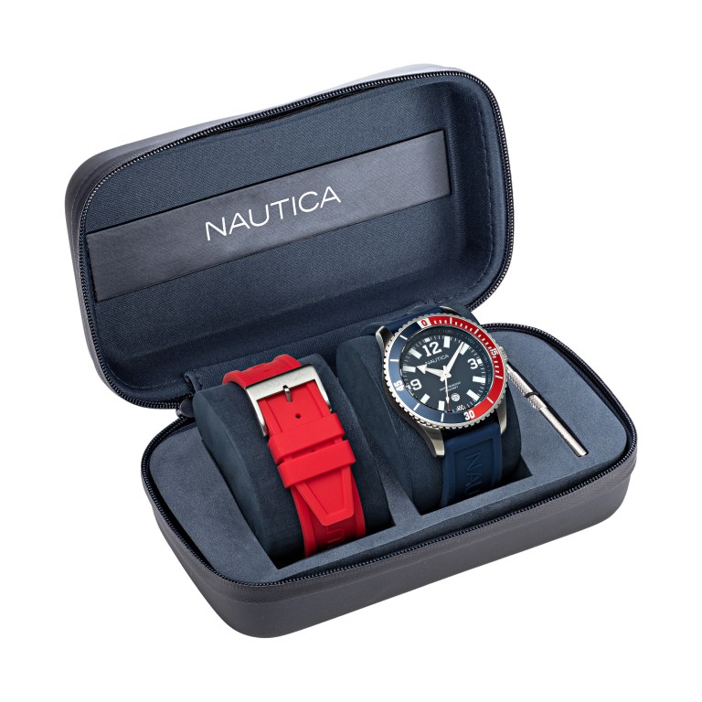 Nautica Pacific Beach Stainless Steel And Silicona 3-hand Box Set Multicolor | Mfe7WvnZ