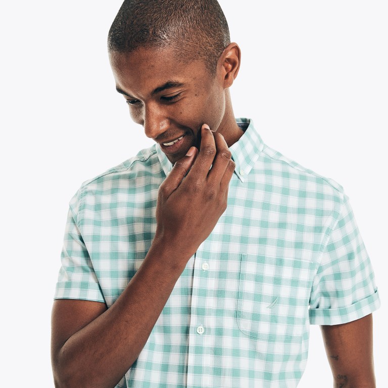 Nautica Plaid Oxford -sleeve Azules | LyVVdPgd