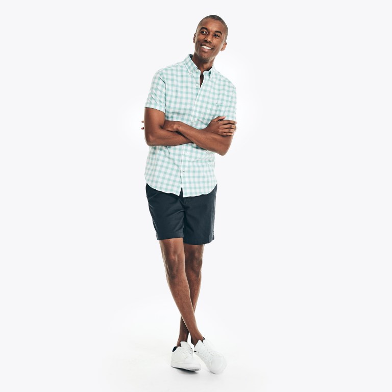 Nautica Plaid Oxford -sleeve Azules | LyVVdPgd