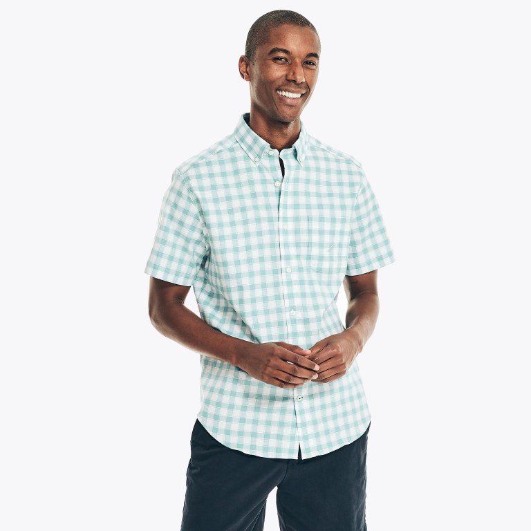 Nautica Plaid Oxford -sleeve Azules | LyVVdPgd