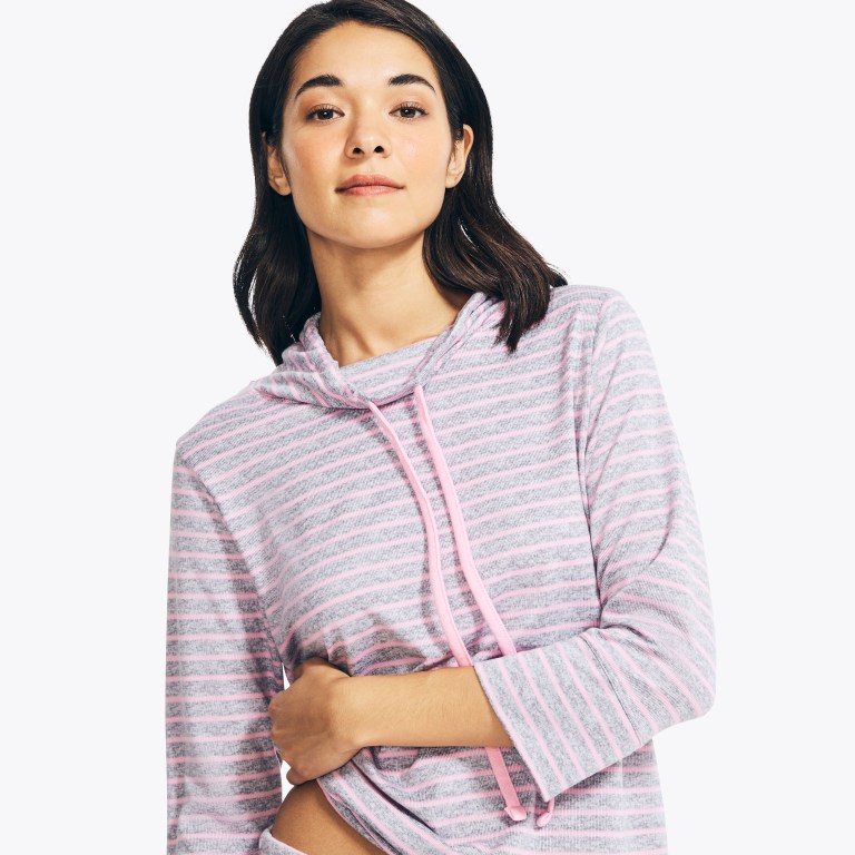 Nautica Quarter-sleeve Striped Jogger Sleep Set Gris | 3lfoCIH7