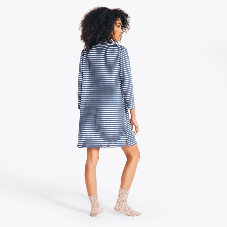 Nautica Quarter-sleeve Striped Sleep Lounger Azules | TQbAXWI4