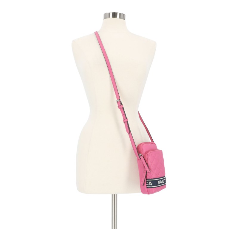 Nautica Quilted Phone Crossbody Coral | tus3i7YZ