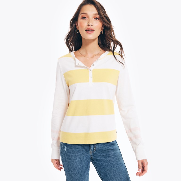 Nautica Rugby Striped Henley Amarillo | B4bX9dCt