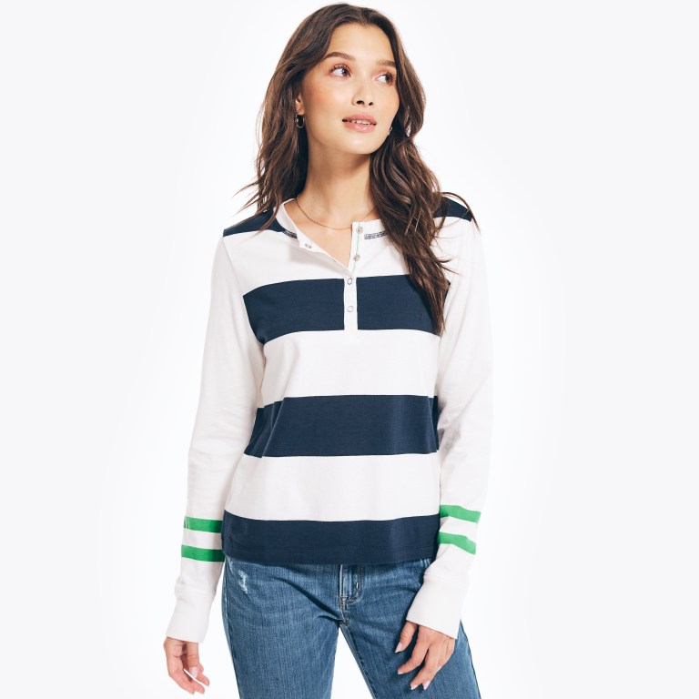 Nautica Rugby Striped Henley Azules | xr008aXP