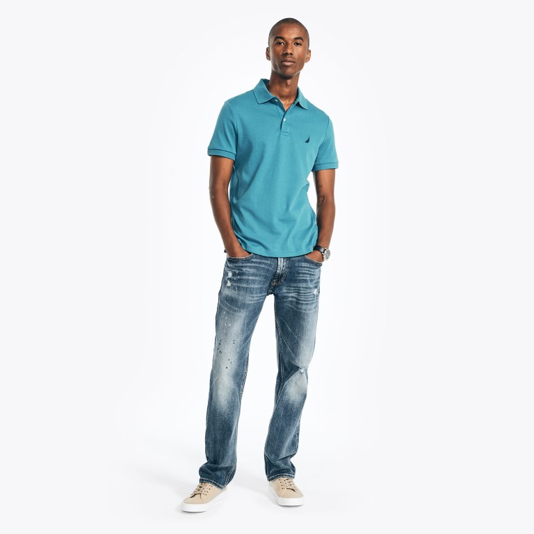 Nautica Slim Fit Interlock Azules | 8I6NiOWO