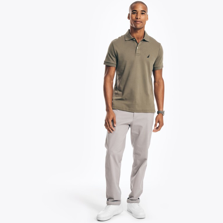 Nautica Slim Fit Interlock Verde Oliva | QRBCEQLP