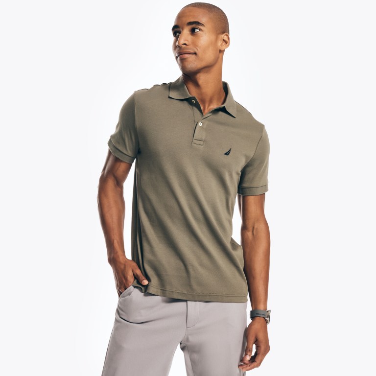 Nautica Slim Fit Interlock Verde Oliva | QRBCEQLP