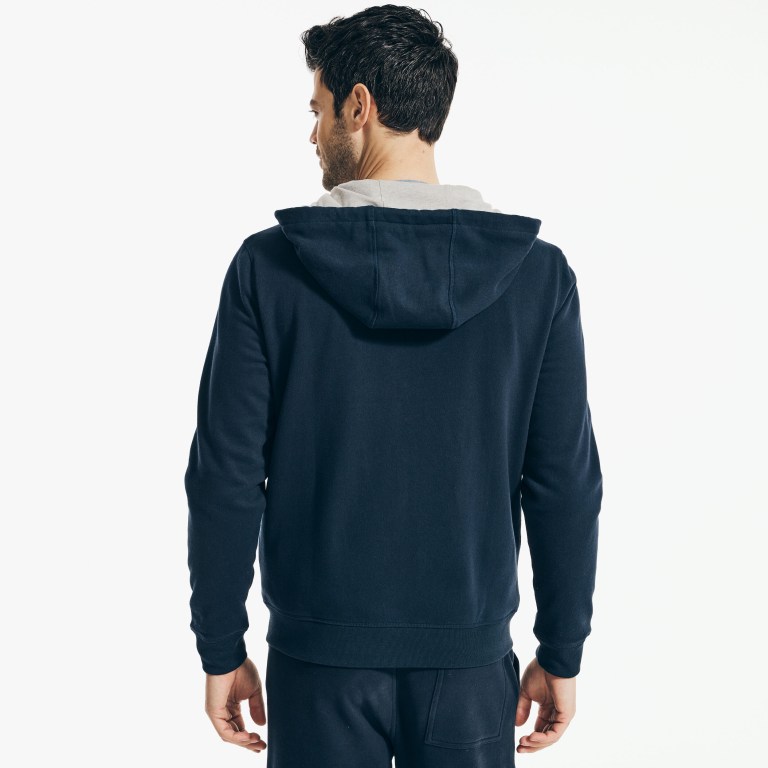 Nautica Solid Full-zip Hoodie Azul Marino | 4Dr9DQmw